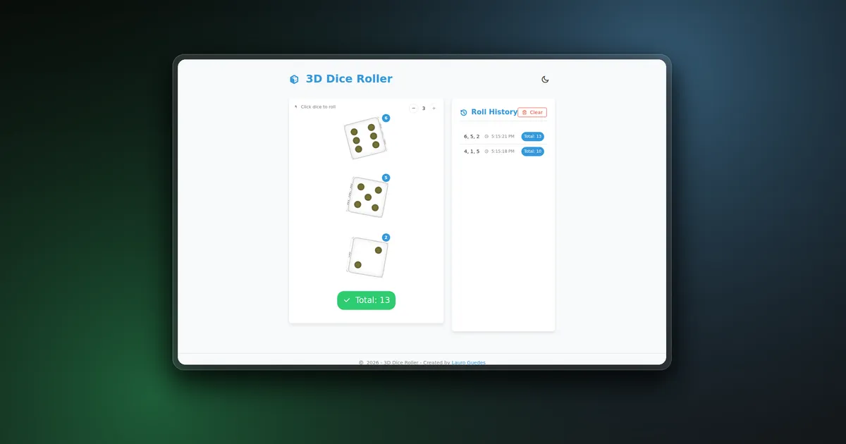 3D Dice Roller: Interactive CSS Dice Animation