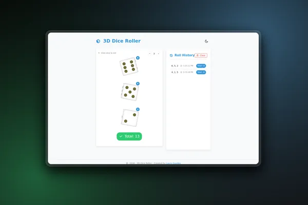 3D Dice Roller: Interactive CSS Dice Animation